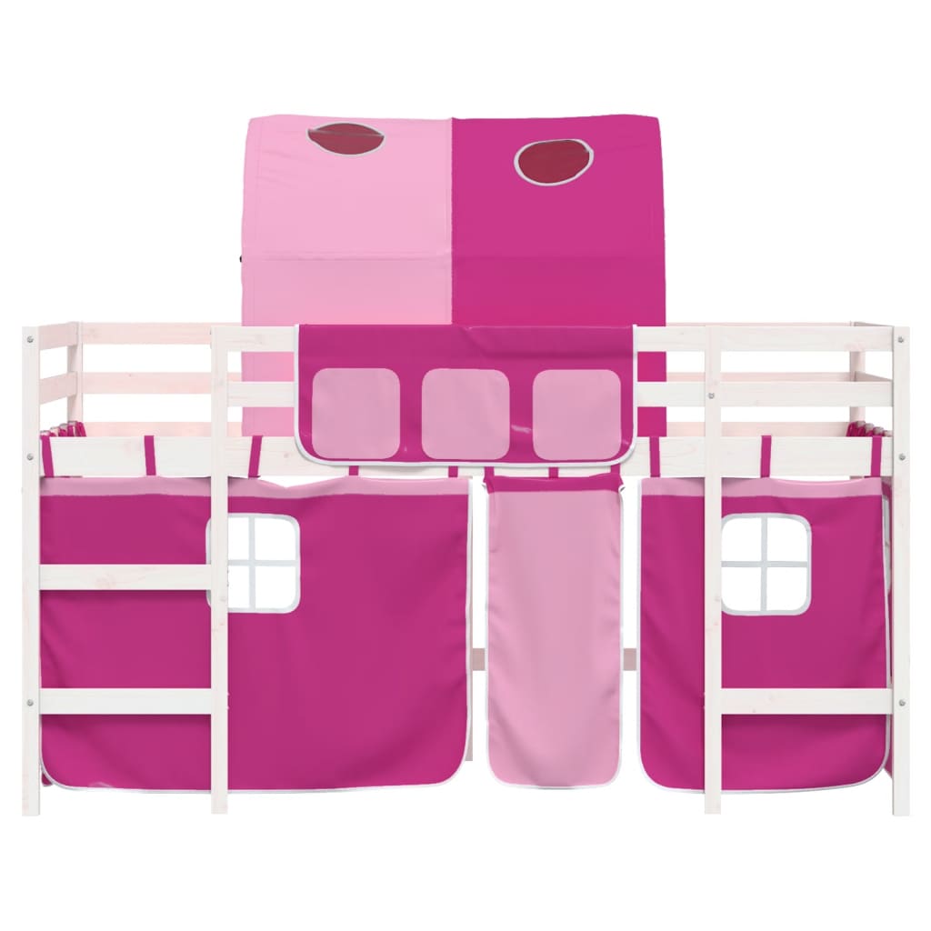 Køyeseng for barn med tunnel rosa 80x200 cm heltre furu
