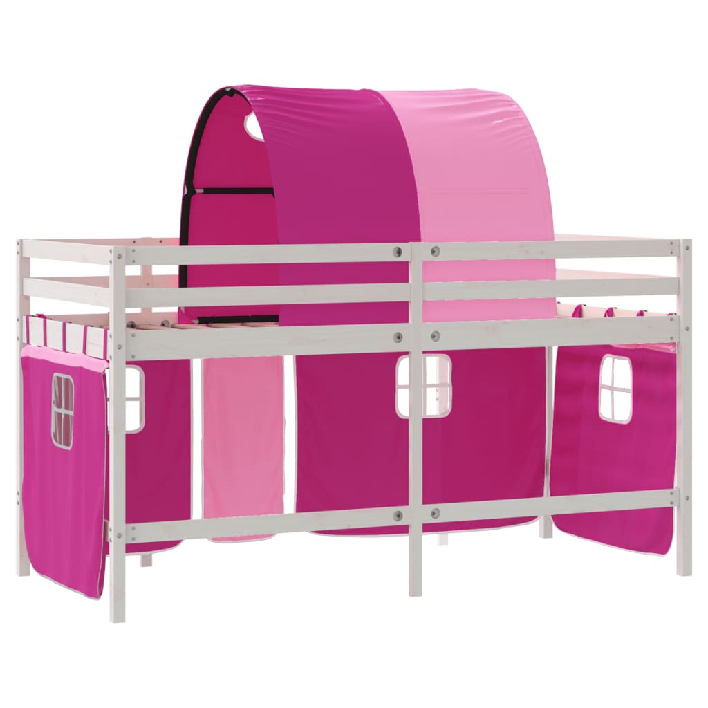 Køyeseng for barn med tunnel rosa 80x200 cm heltre furu