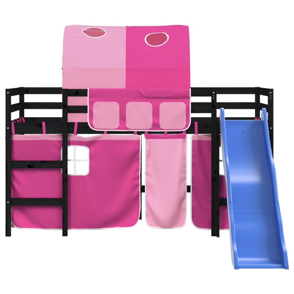 Køyeseng for barn med tunnel rosa 80x200 cm heltre furu