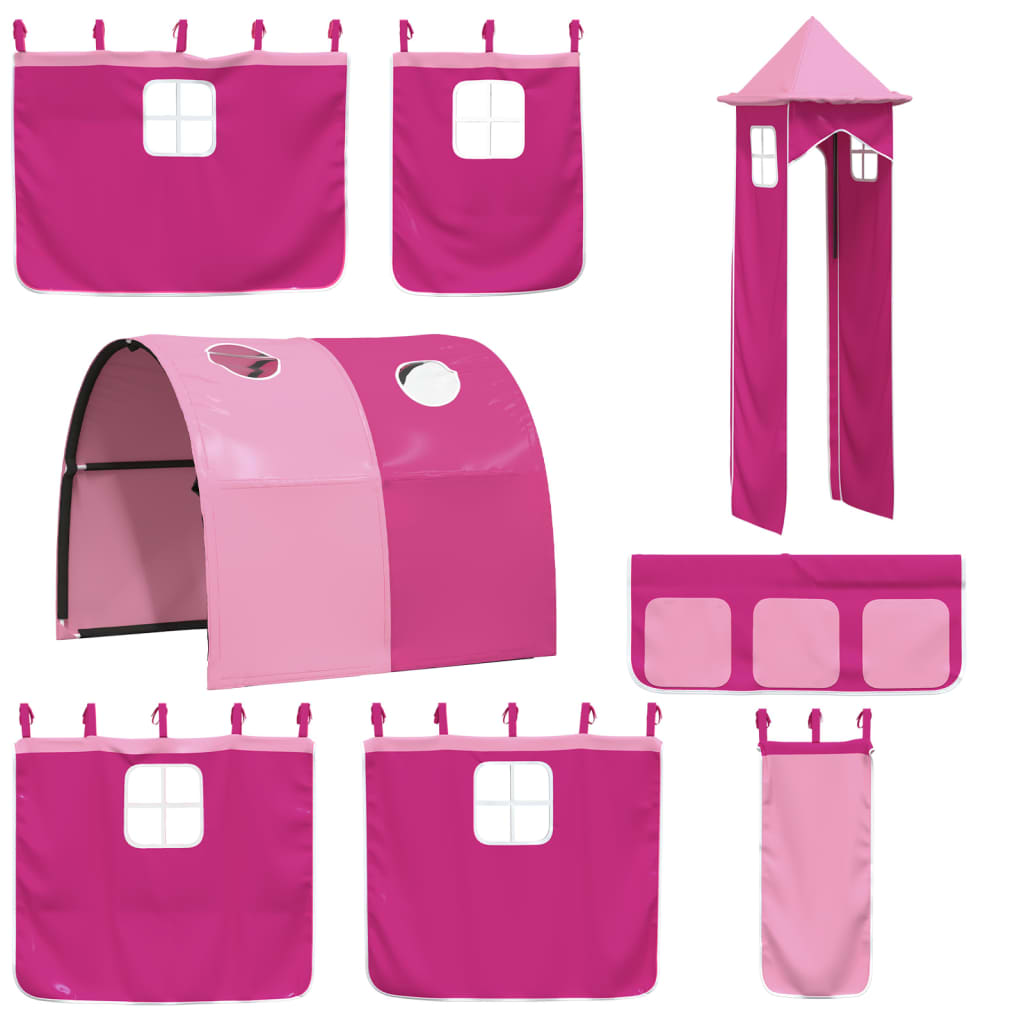 Køyeseng for barn med tårn rosa 90x190 cm heltre furu