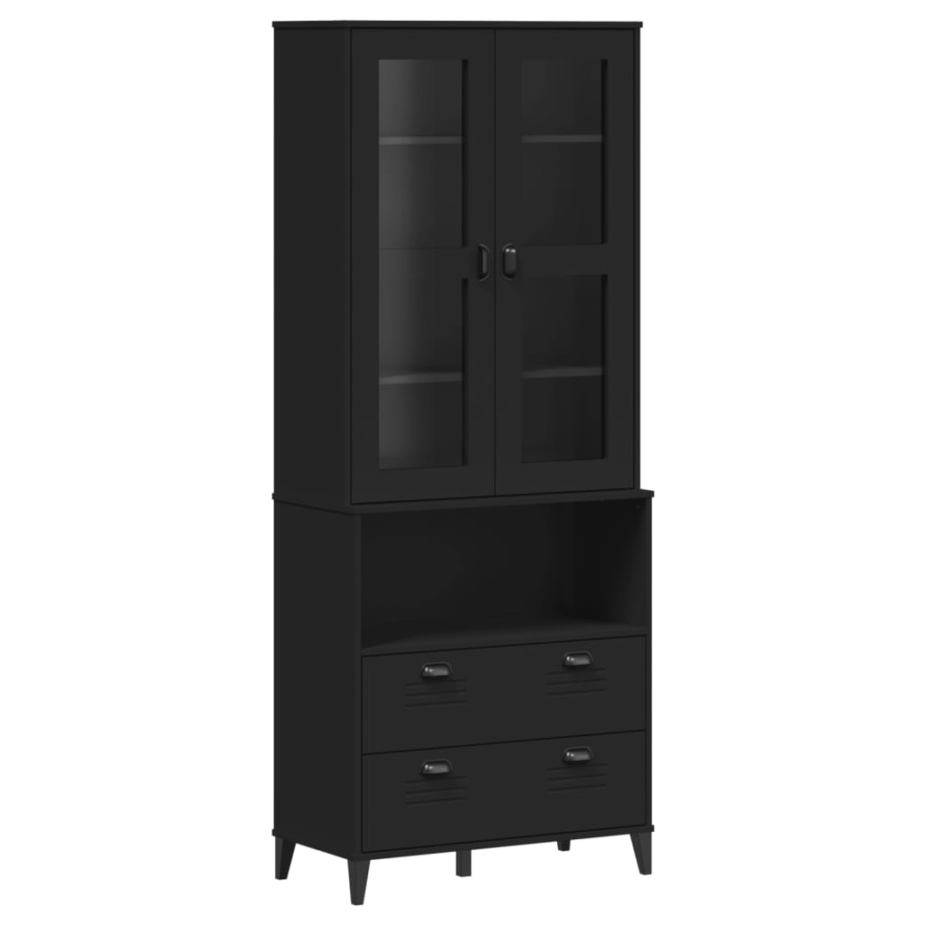 Highboard VIKEN svart 80x40x200 cm heltre furu