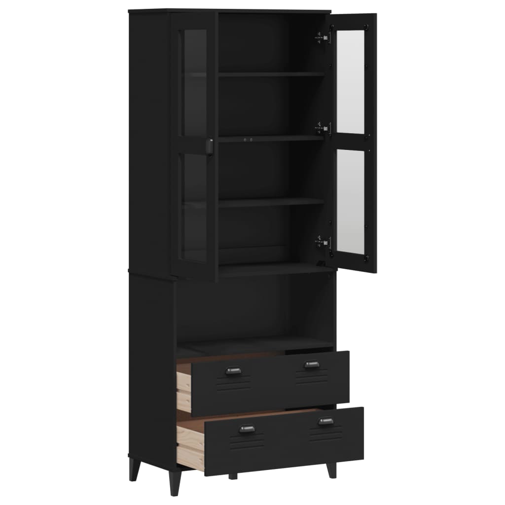 Highboard VIKEN svart 80x40x200 cm heltre furu