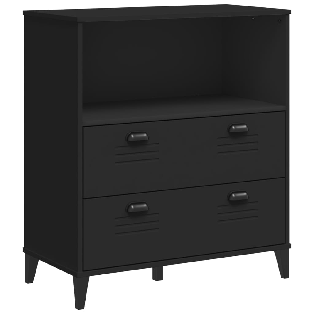 Highboard VIKEN svart 80x40x200 cm heltre furu