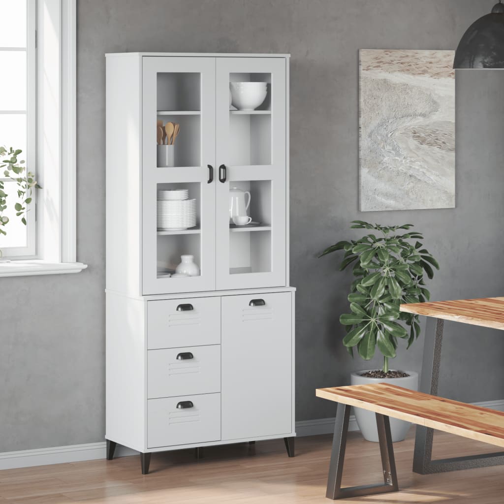 Highboard VIKEN hvit 80x40x190 cm heltre furu