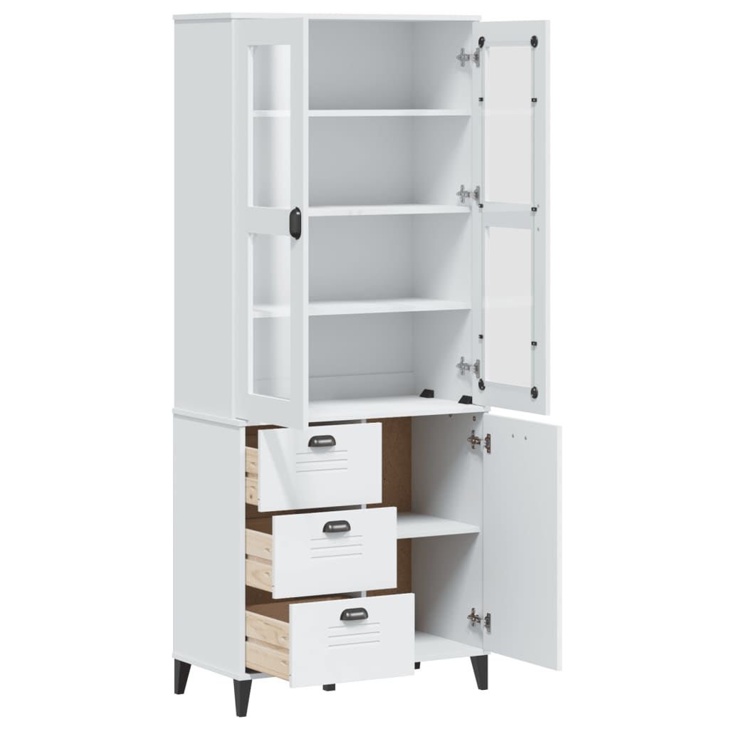 Highboard VIKEN hvit 80x40x190 cm heltre furu