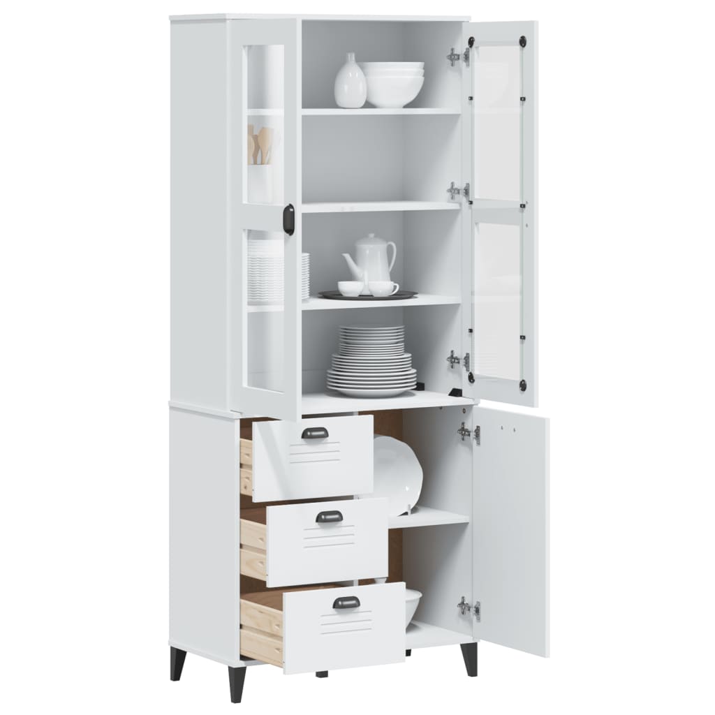 Highboard VIKEN hvit 80x40x190 cm heltre furu