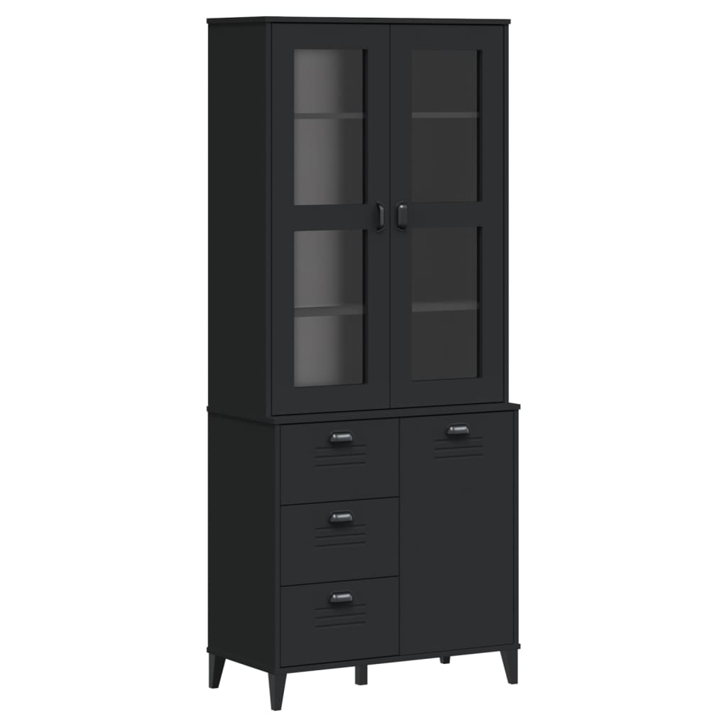 Highboard VIKEN svart 80x40x190 cm heltre furu