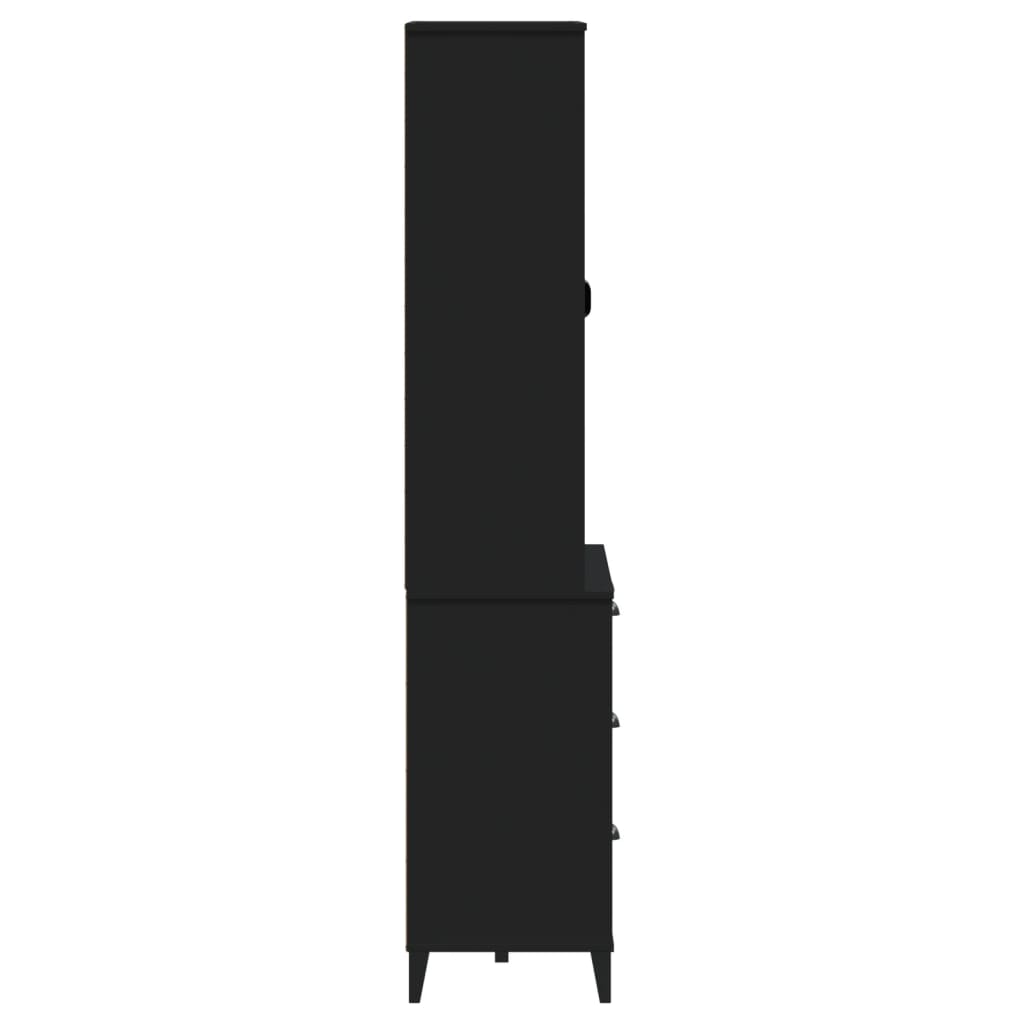 Highboard VIKEN svart 80x40x190 cm heltre furu