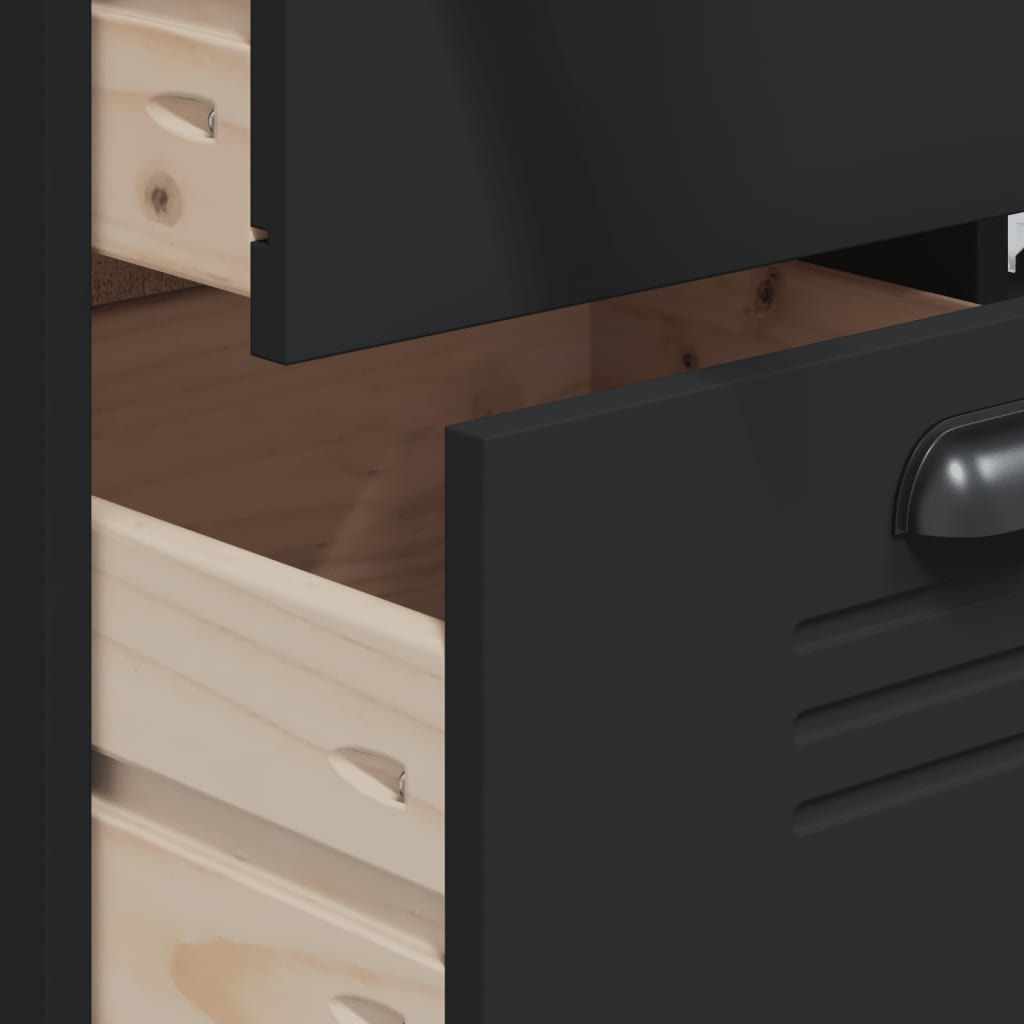 Highboard VIKEN svart 80x40x190 cm heltre furu