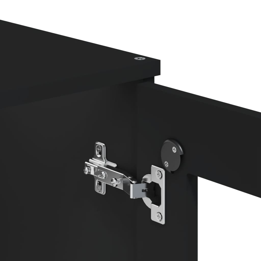 Highboard VIKEN svart 80x40x190 cm heltre furu