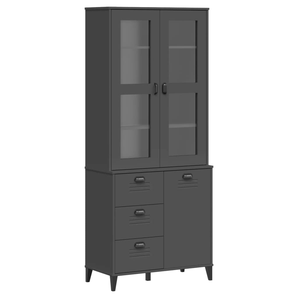 Highboard VIKEN antrasitt grå 80x40x190 cm heltre furu