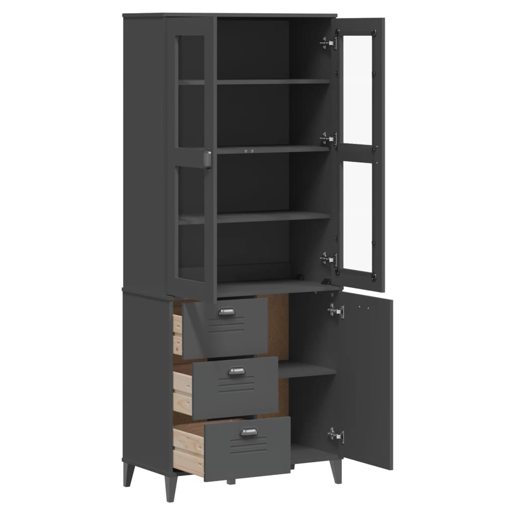 Highboard VIKEN antrasitt grå 80x40x190 cm heltre furu