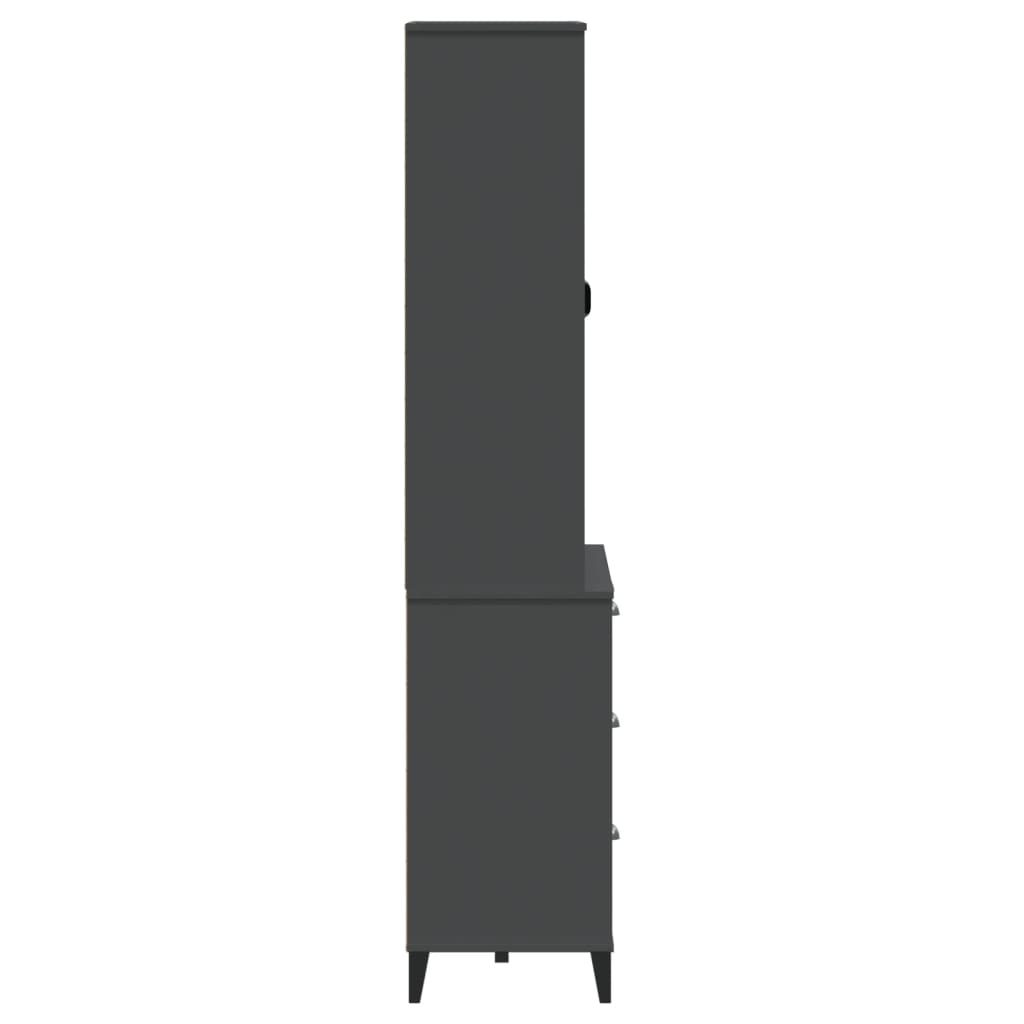 Highboard VIKEN antrasitt grå 80x40x190 cm heltre furu