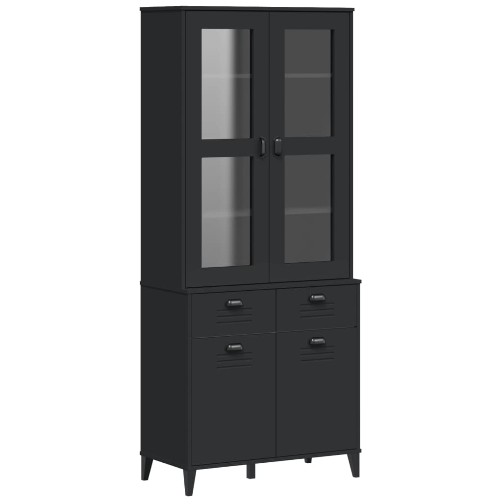 Highboard VIKEN svart 80x40x190 cm heltre furu