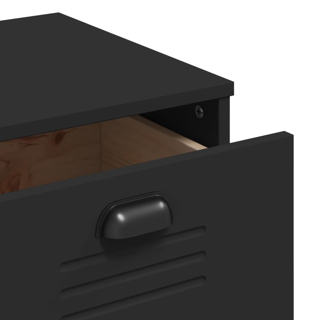 Highboard VIKEN svart 80x40x190 cm heltre furu