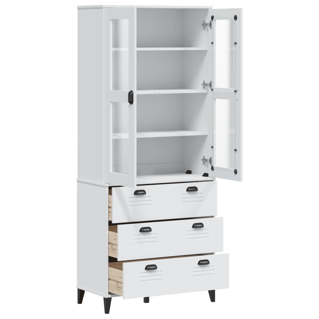 Highboard VIKEN hvit 80x40x190 cm heltre furu