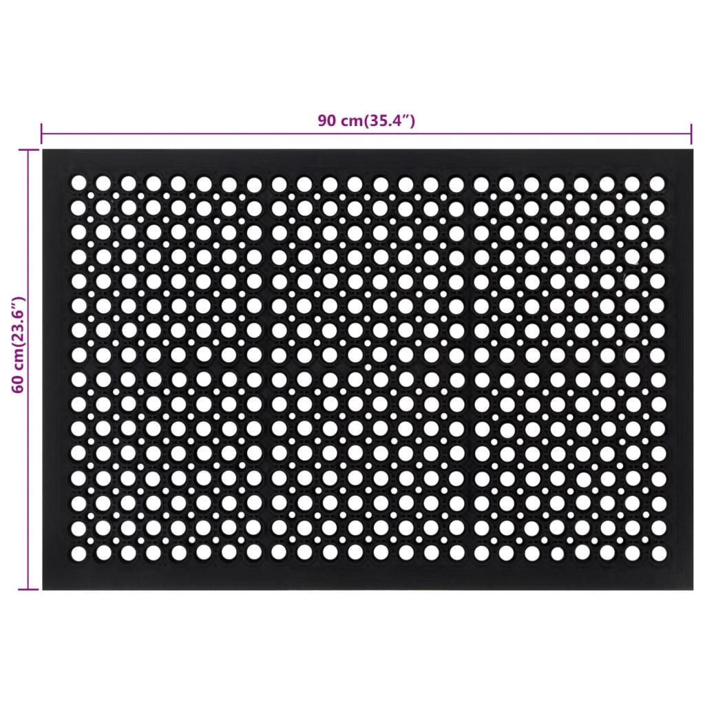 Dørmatte rektangulær 60x90 cm gummi