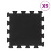 Gulvfliser i gummi 9 stk svart 16 mm 30x30 cm