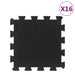 Gulvfliser i gummi 16 stk svart 16 mm 30x30 cm