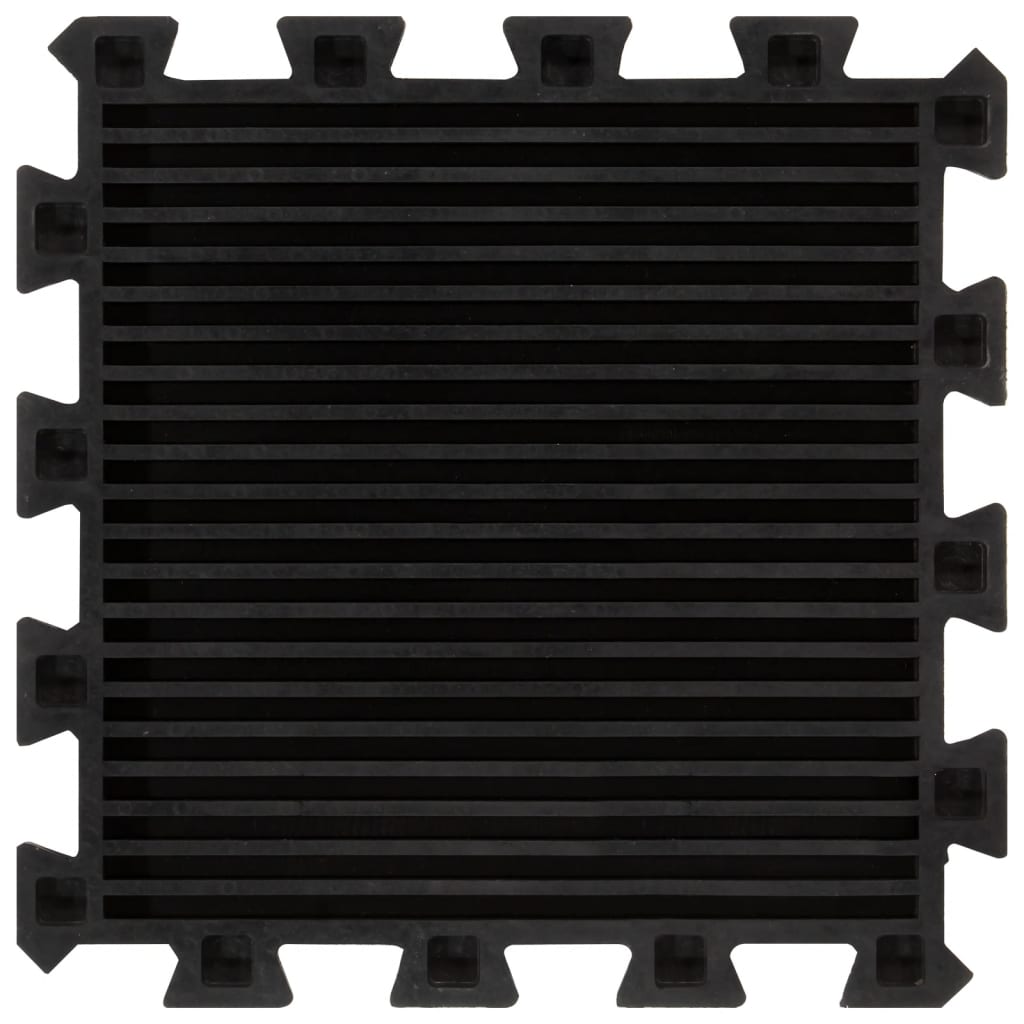 Gulvfliser i gummi 16 stk svart 16 mm 30x30 cm