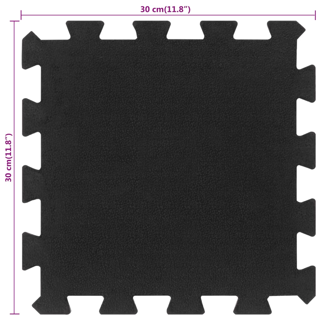 Gulvfliser i gummi 16 stk svart 16 mm 30x30 cm
