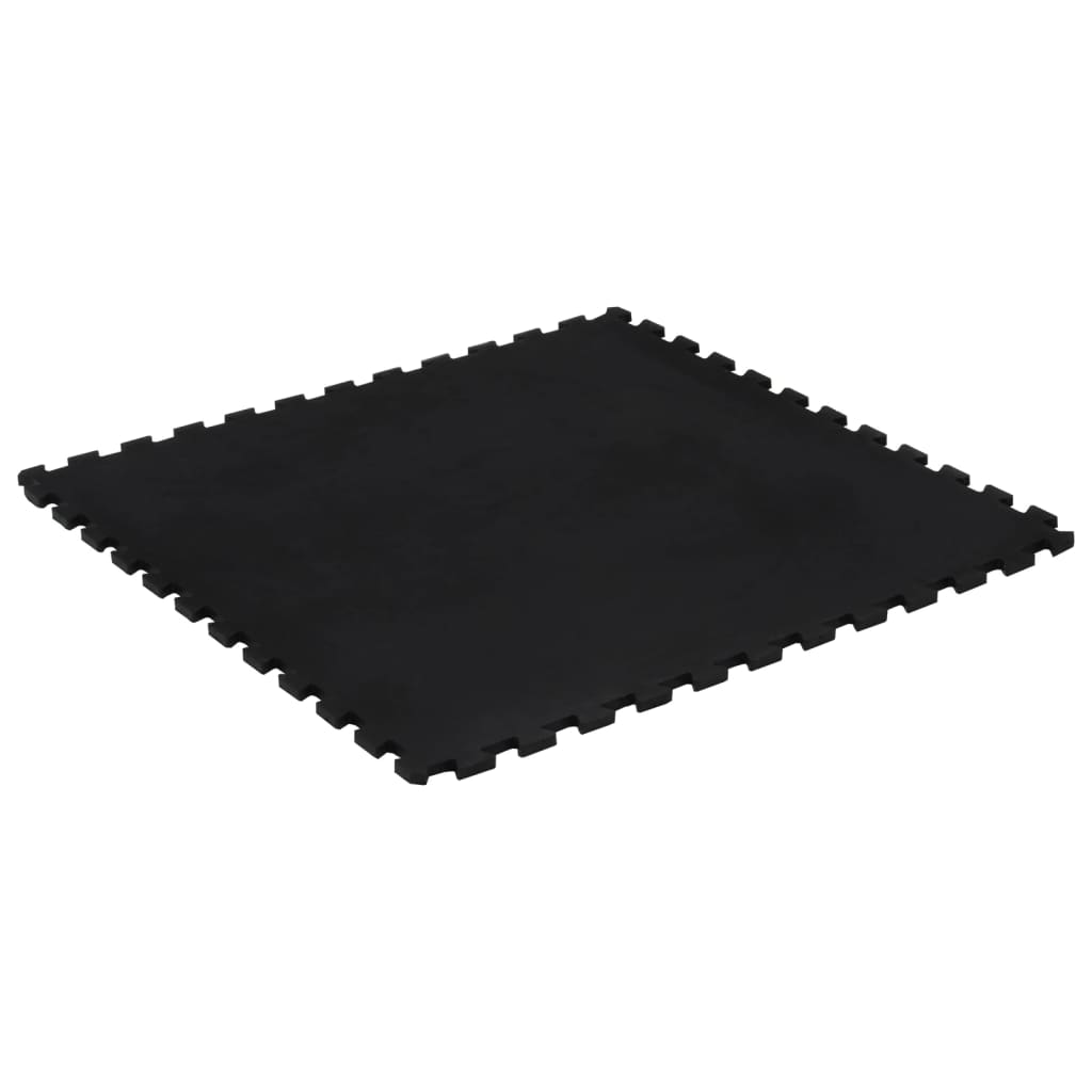 Gulvfliser i gummi svart 12 mm 100x100 cm
