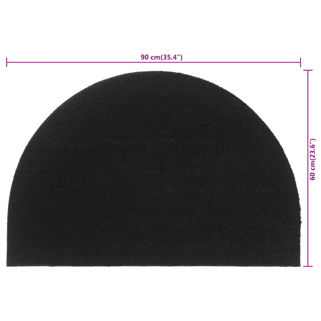 Dørmatte svart halvrund 60x90 cm tuftet kokosfiber