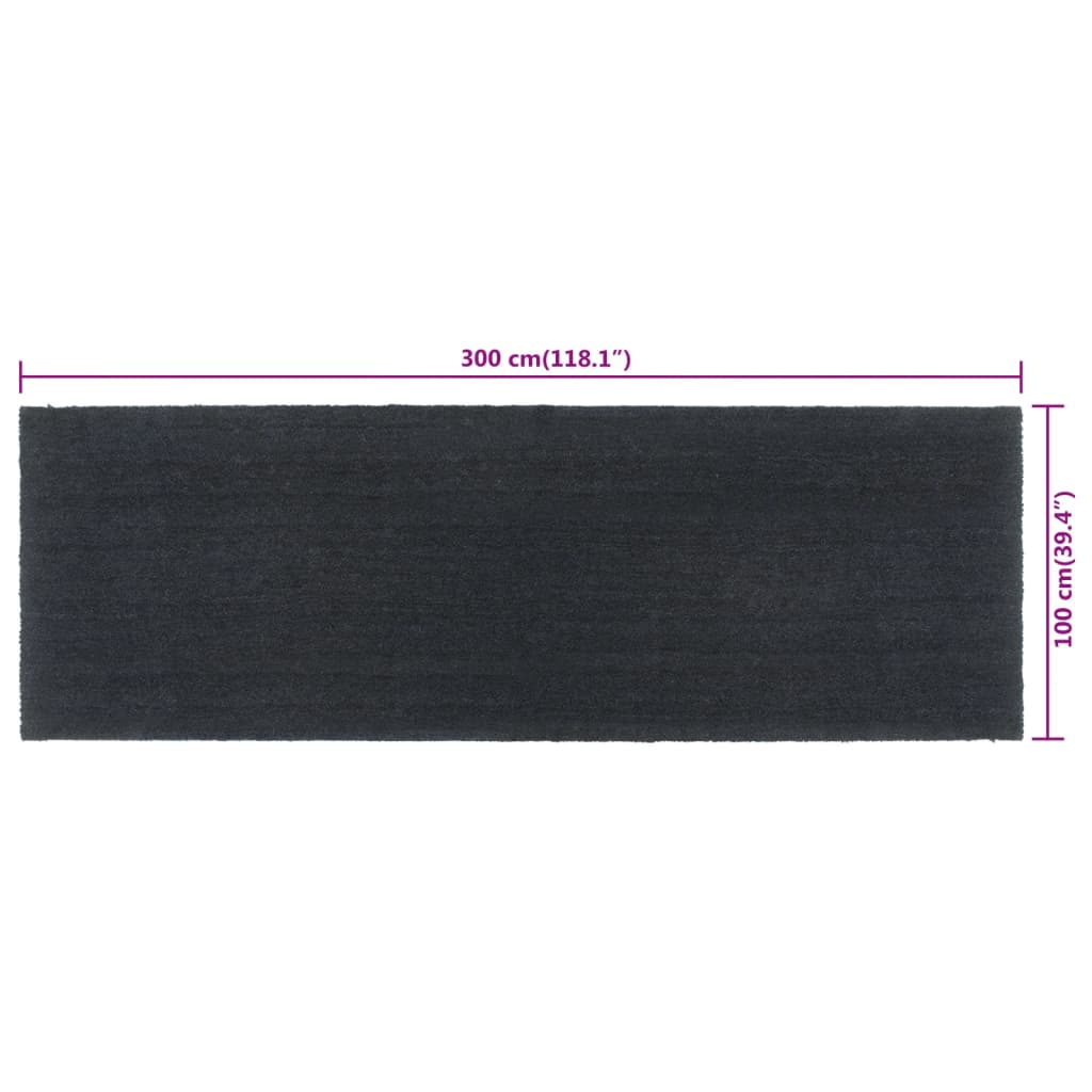 Dørmatte mørkegrå 100x300 cm tuftet kokosfiber