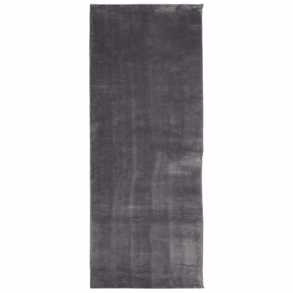 Teppe HUARTE kort luv mykt og vaskbart antrasitt 80x200 cm
