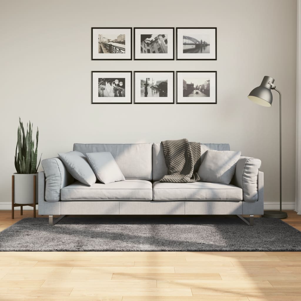 Teppe HUARTE kort luv mykt og vaskbart antrasitt 120x170 cm