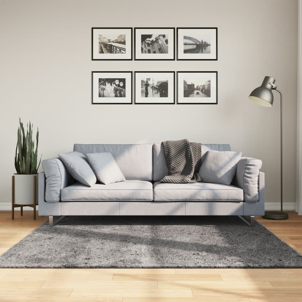 Teppe HUARTE kort luv mykt og vaskbart antrasitt 160x160 cm