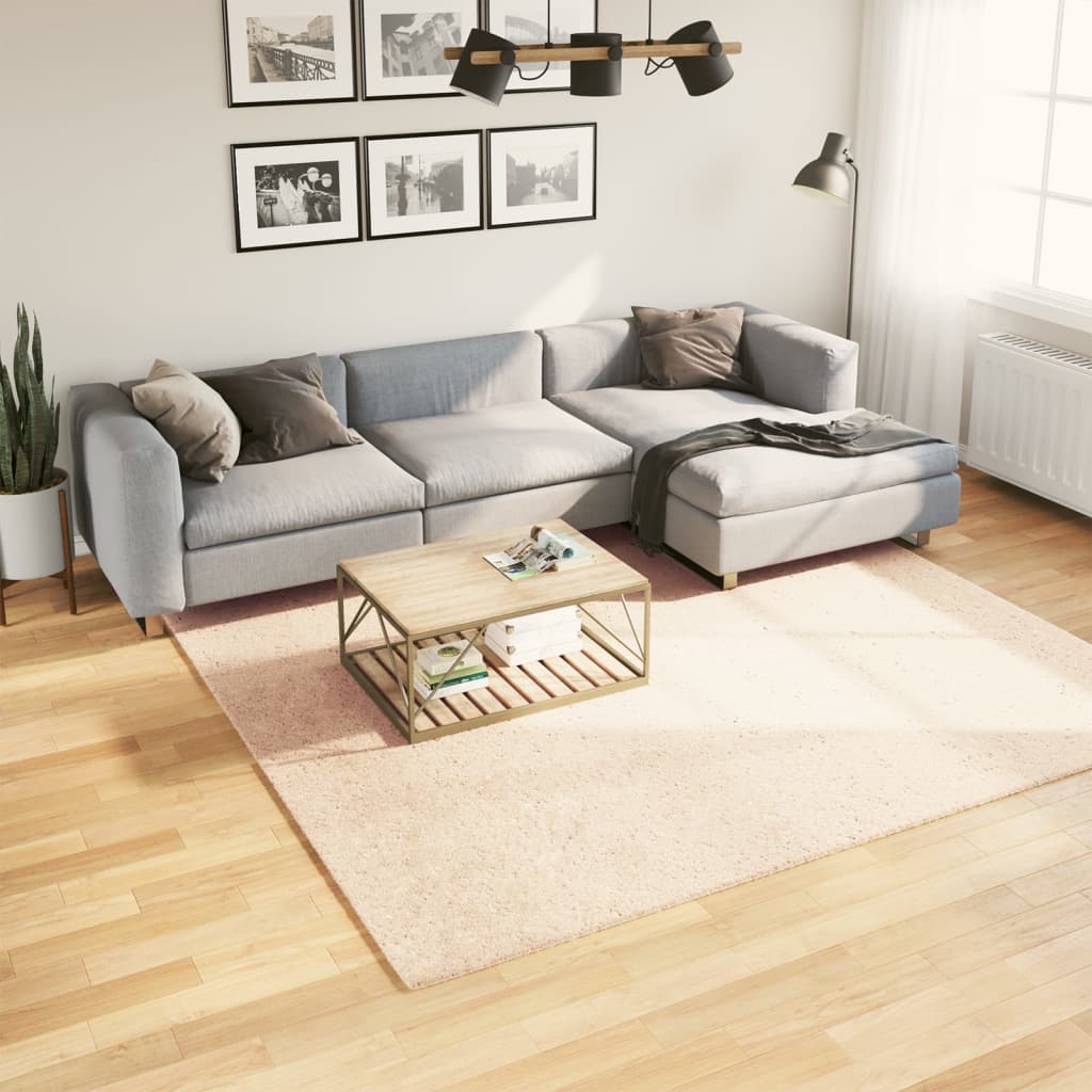 Teppe HUARTE kort luv mykt og vaskbart beige 240x240 cm