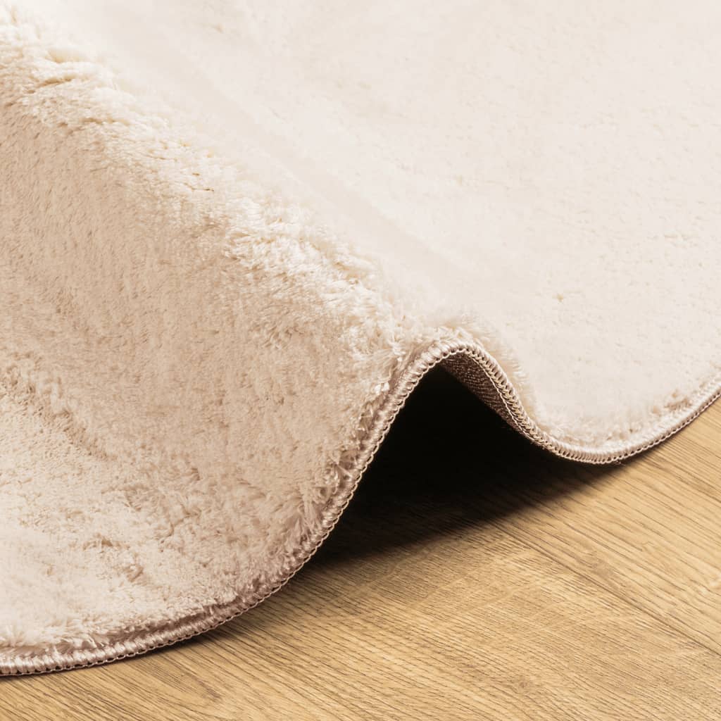 Teppe HUARTE kort luv mykt og vaskbart beige Ø 80 cm