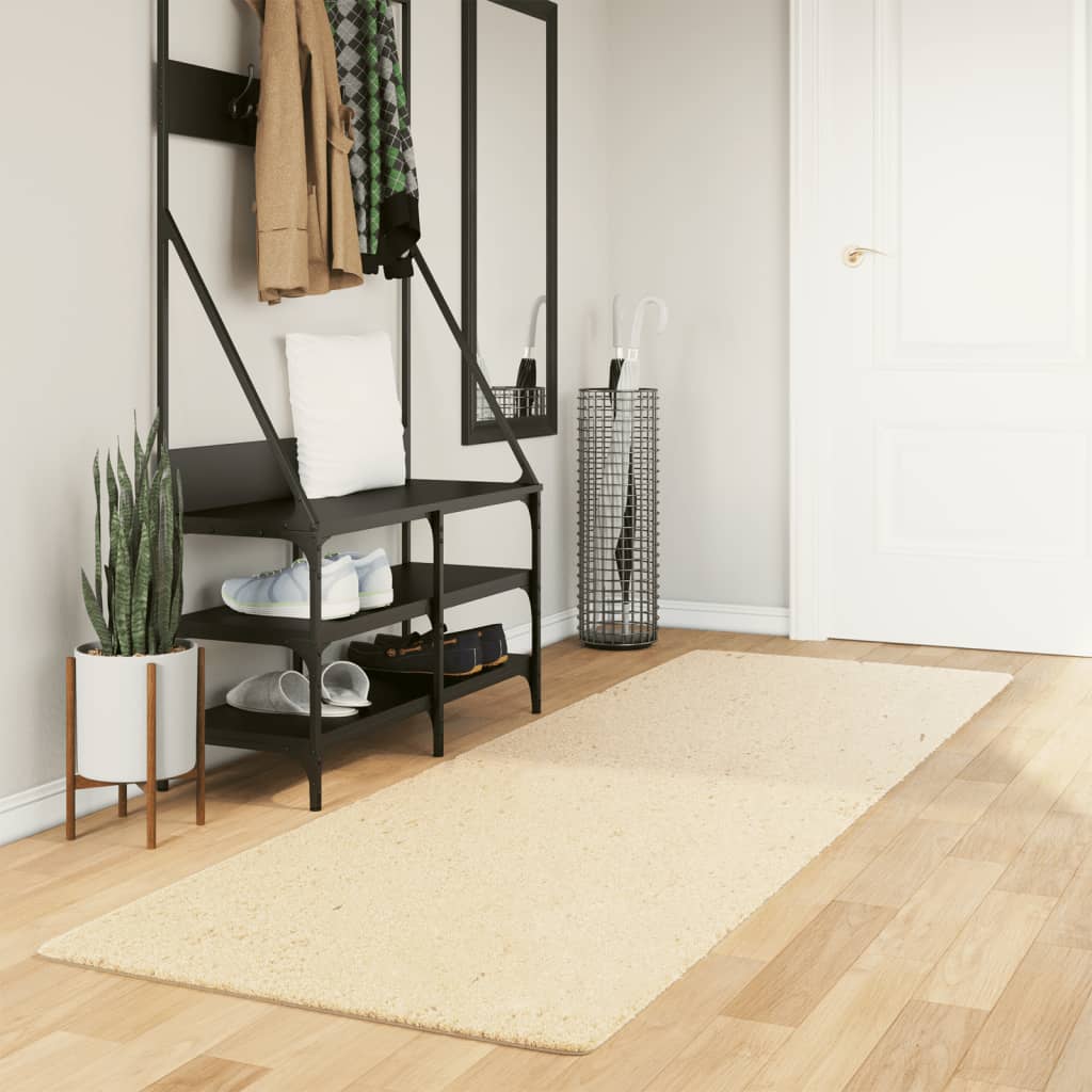 Teppe HUARTE kort luv mykt og vaskbart kremhvit 80x250 cm