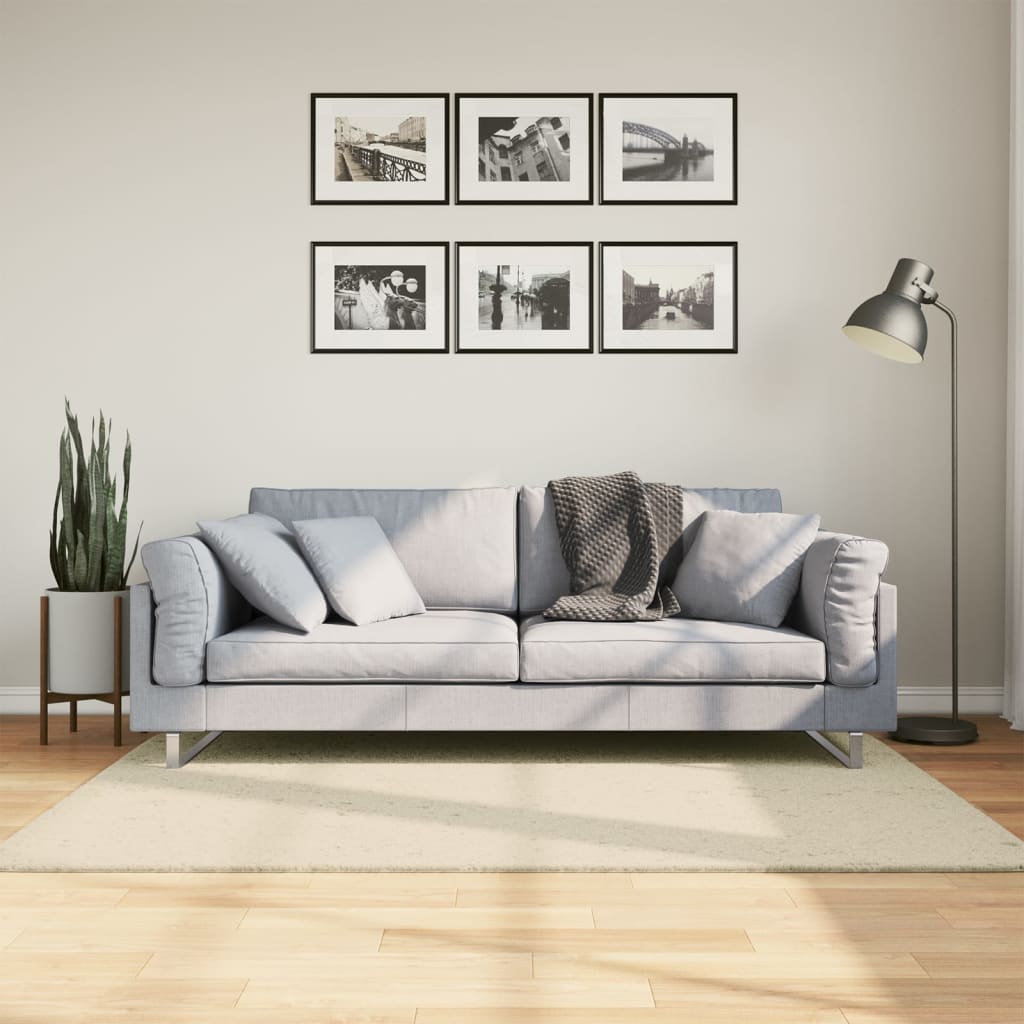 Teppe HUARTE kort luv mykt og vaskbart kremhvit 120x170 cm