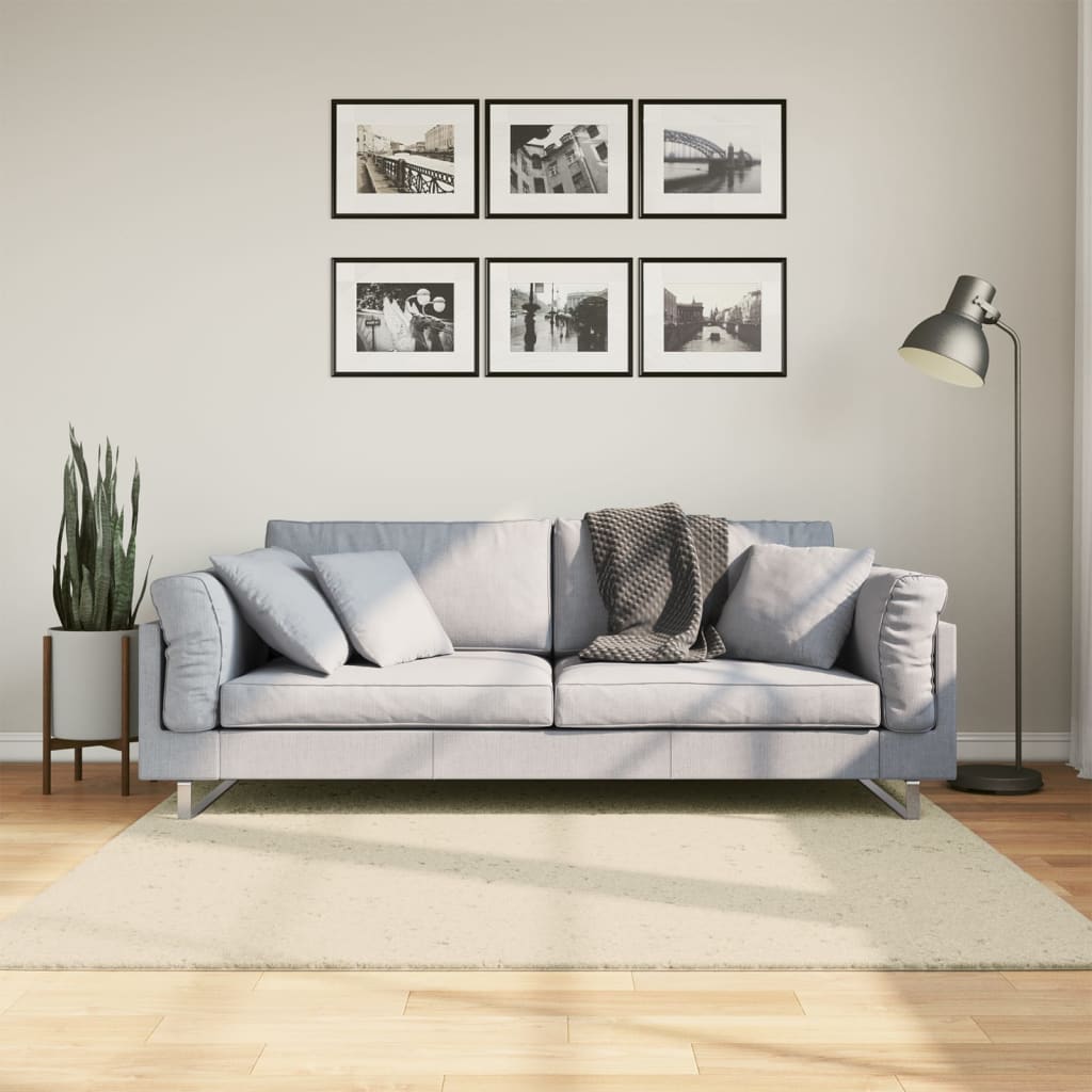 Teppe HUARTE kort luv mykt og vaskbart kremhvit 160x160 cm