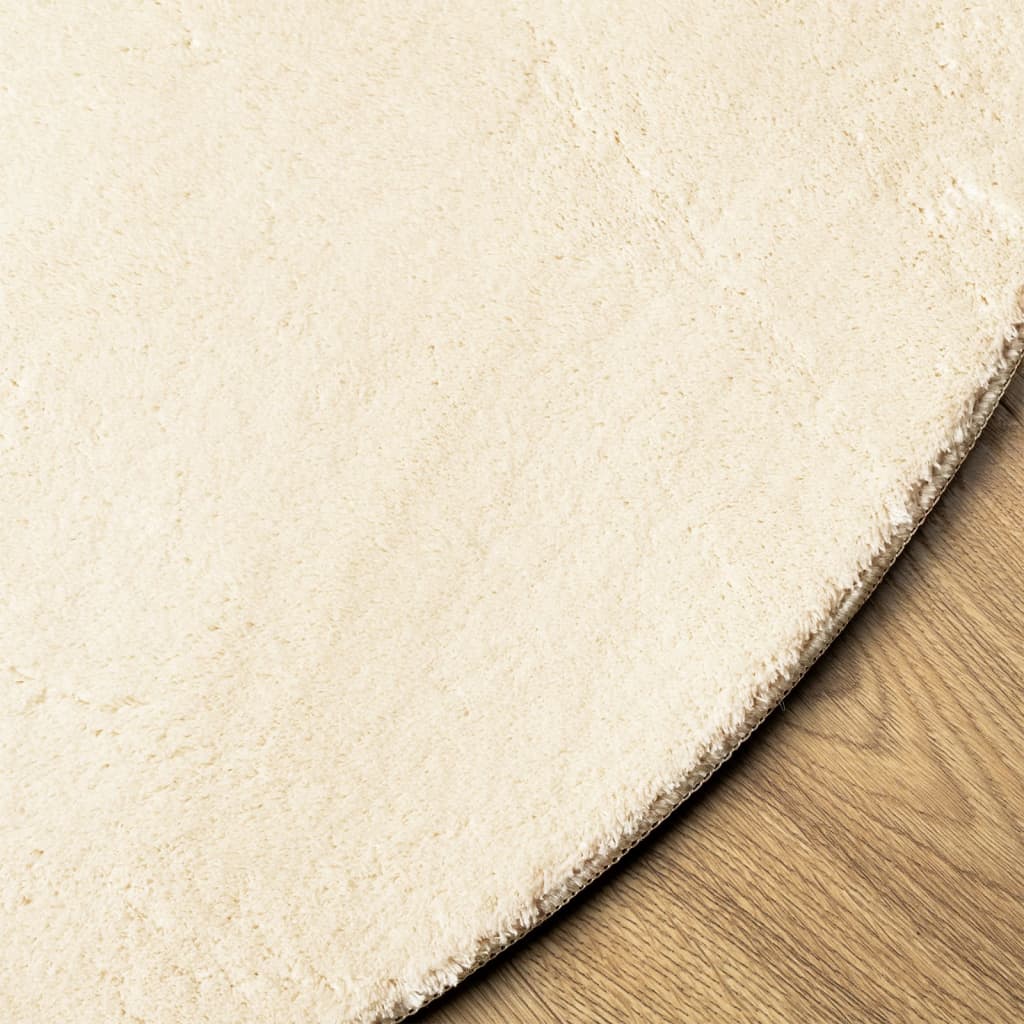 Teppe HUARTE kort luv mykt og vaskbart kremhvit Ø 80 cm