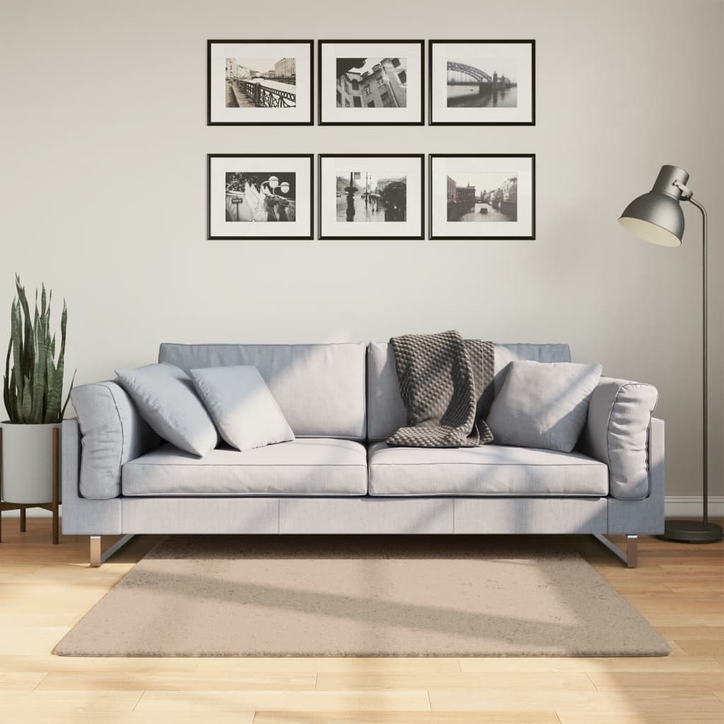 Teppe HUARTE kort luv mykt og vaskbart sand 120x120 cm