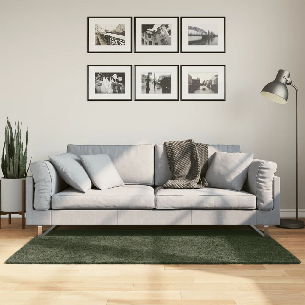 Teppe HUARTE kort luv mykt og vaskbart skogsgrønn 80x150 cm