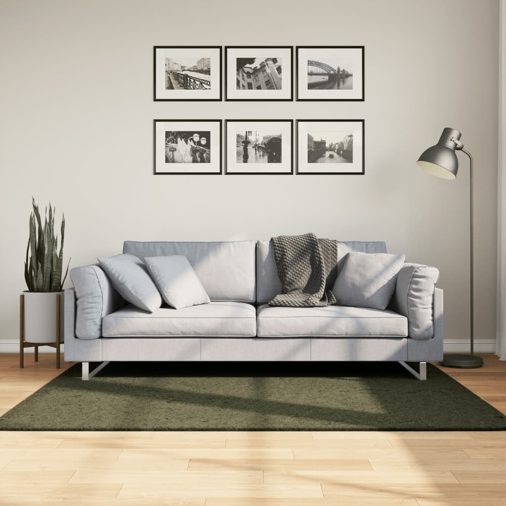 Teppe HUARTE kort luv mykt og vaskbart skogsgrønn 120x170 cm