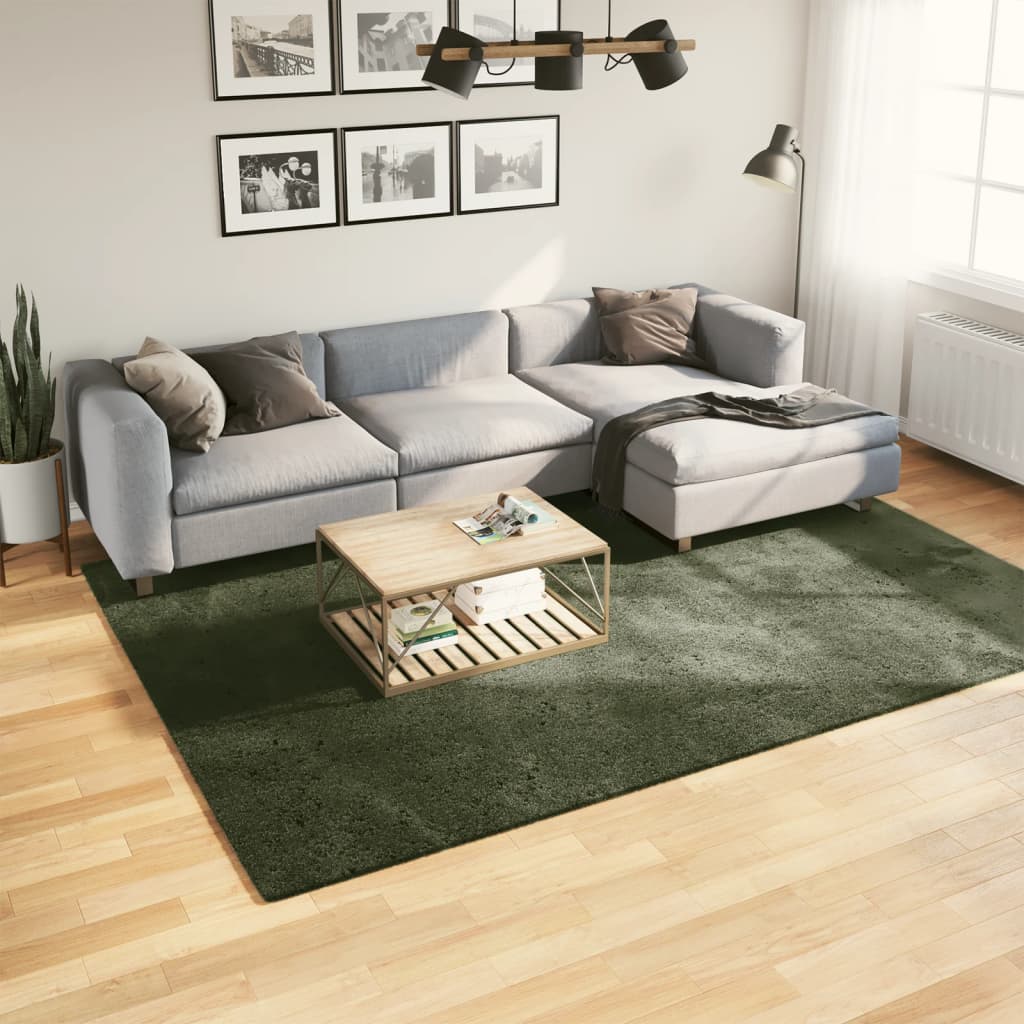 Teppe HUARTE kort luv mykt og vaskbart skogsgrønn 200x280 cm