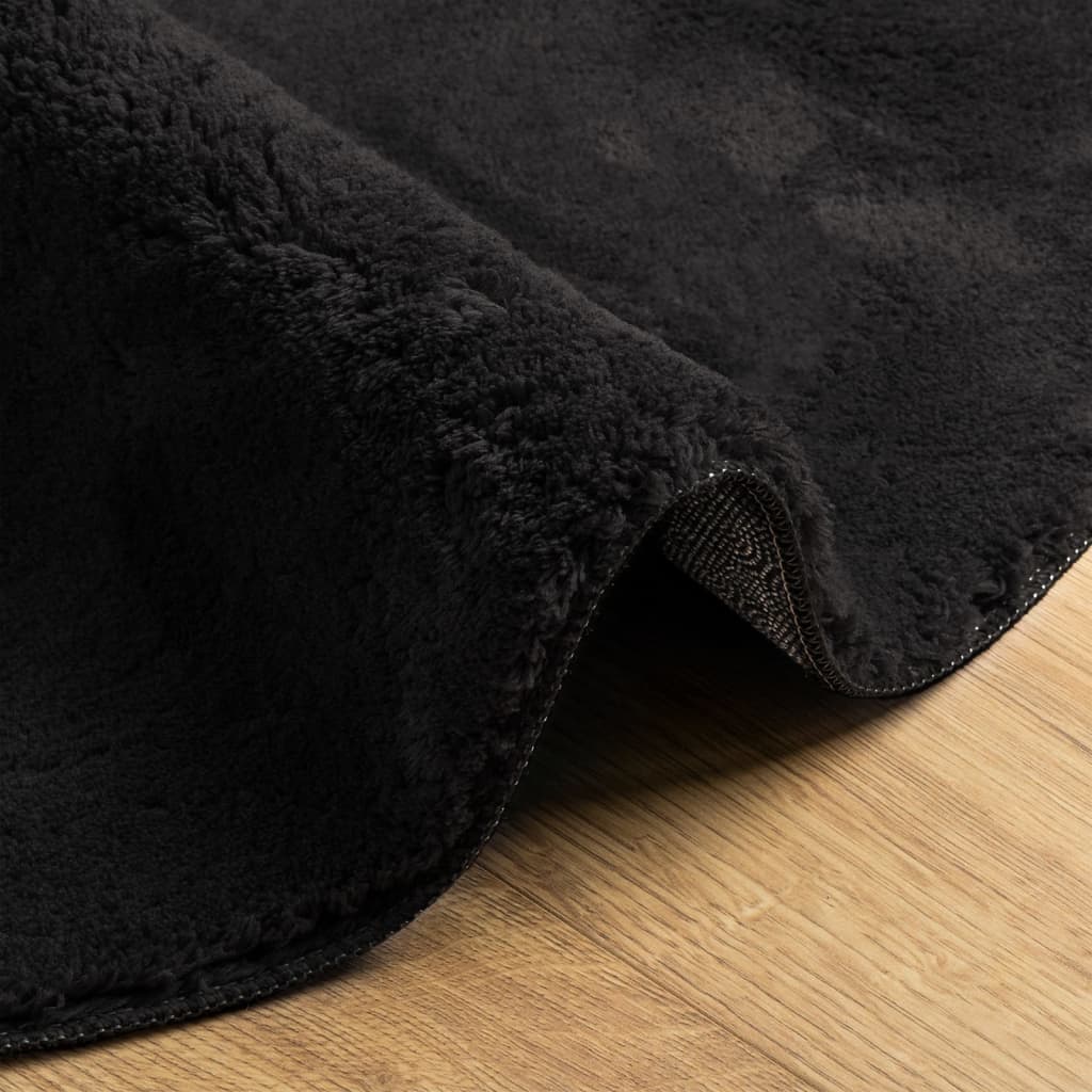 Teppe HUARTE kort luv mykt og vaskbart svart Ø 120 cm
