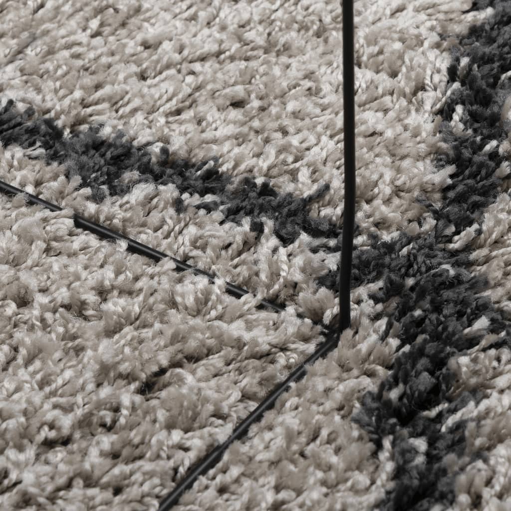 Tykt teppe PAMPLONA høy luv moderne beige antrasitt Ø100 cm