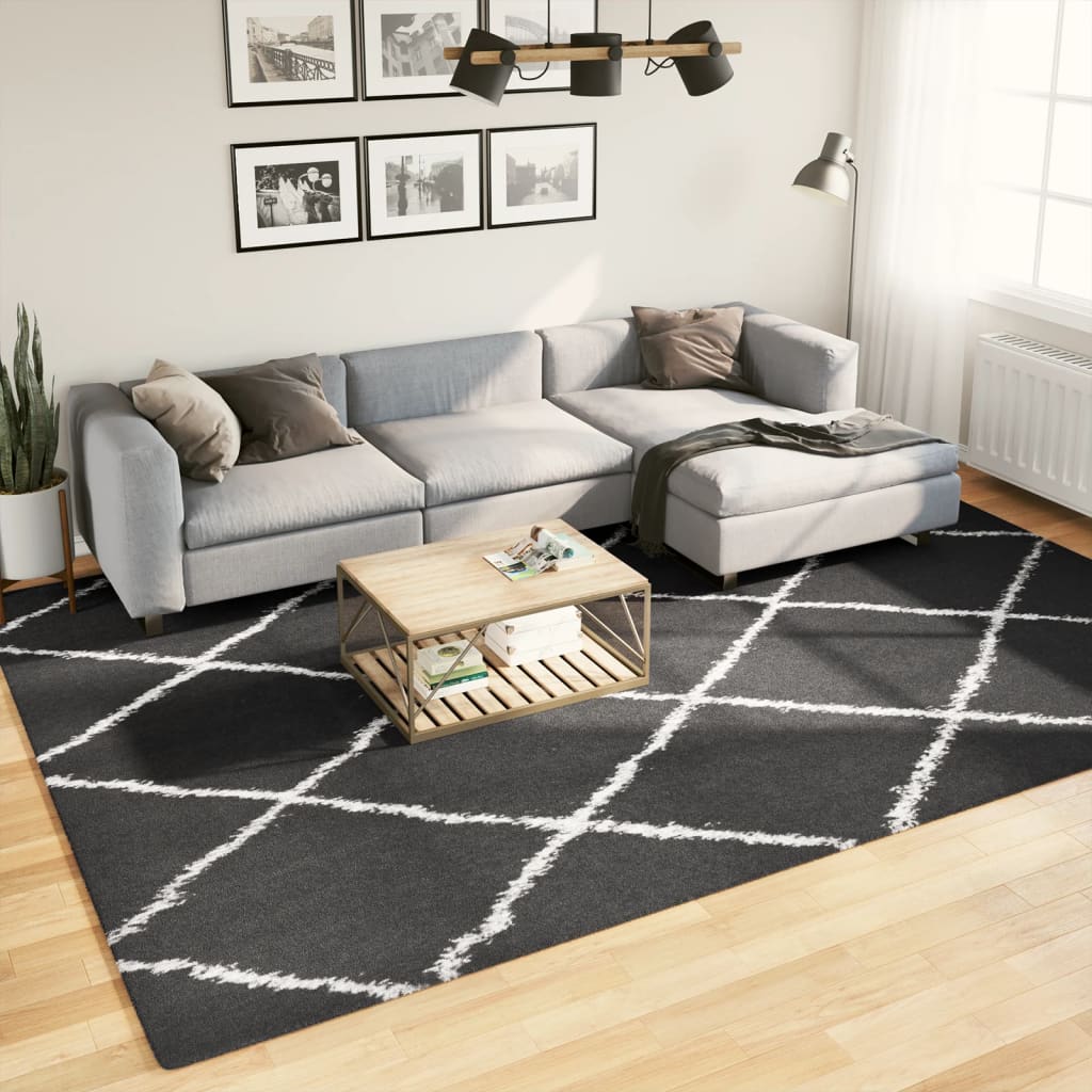 Tykt teppe PAMPLONA høy luv moderne svart og kremhvit 240x340cm vidaXL
