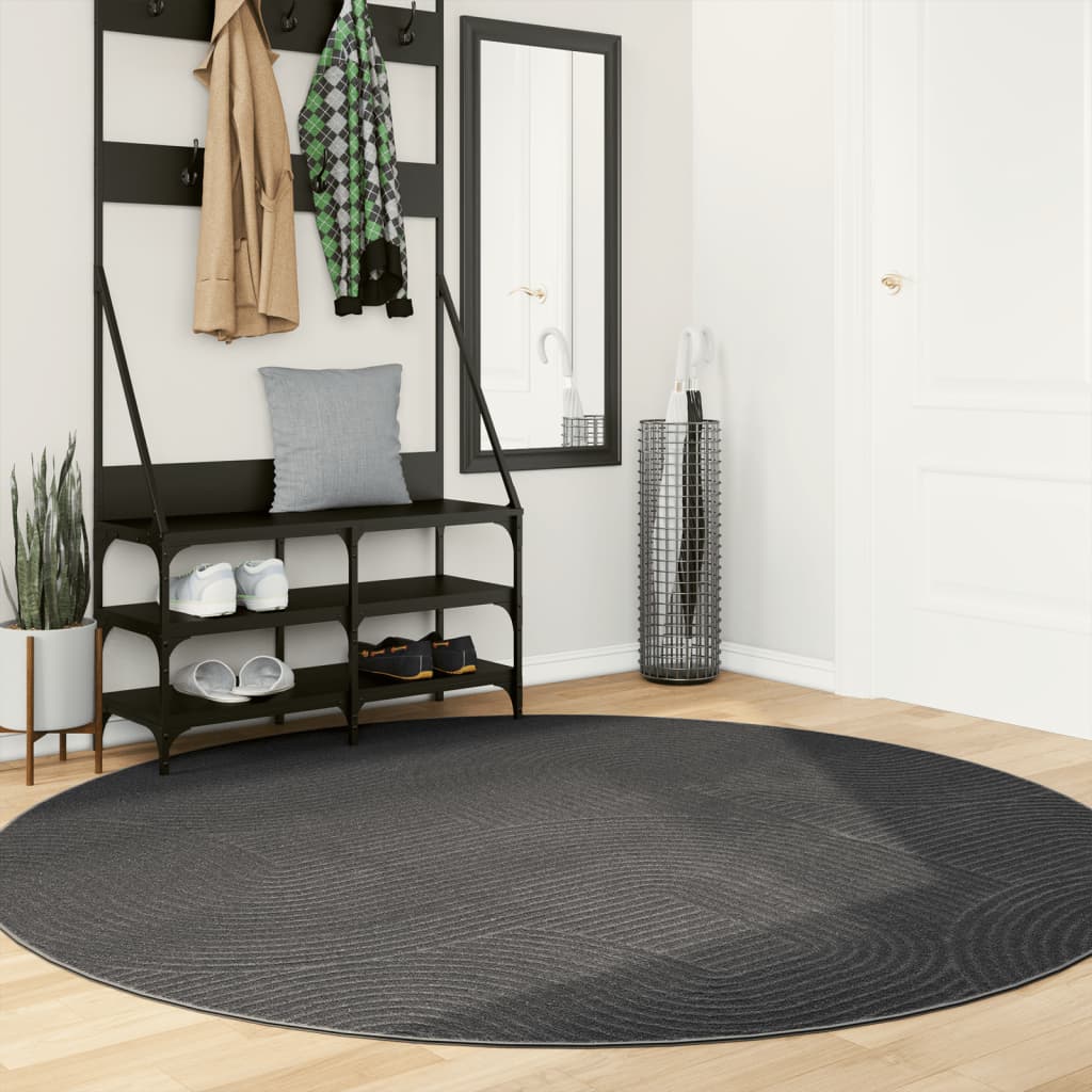 Rug IZA kort luv skandinavisk utseende antrasitt Ø 200 cm