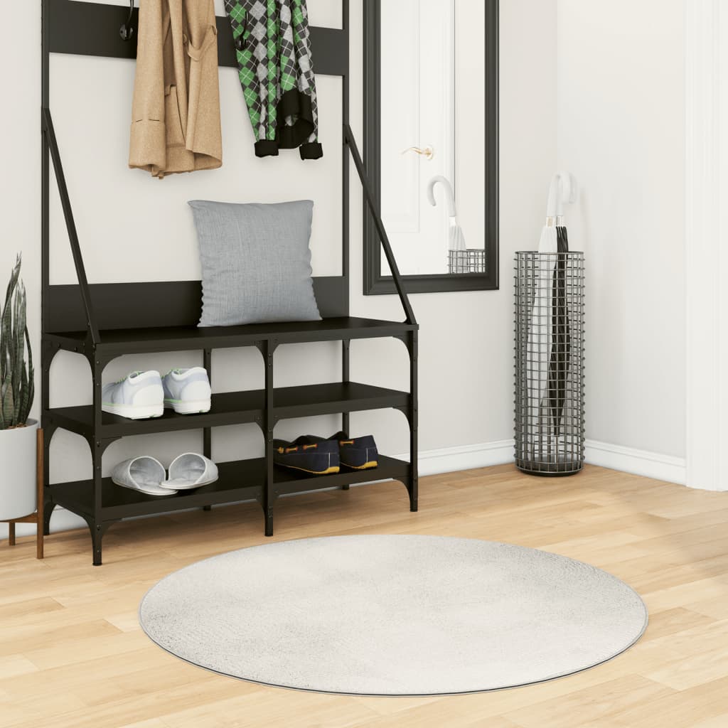 Rug IZA kort luv skandinavisk utseende krem Ø 100 cm