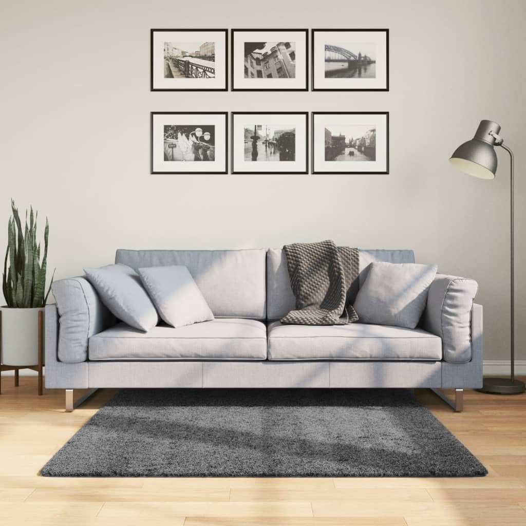Teppe OVIEDO kort luv antrasitt 120x120 cm