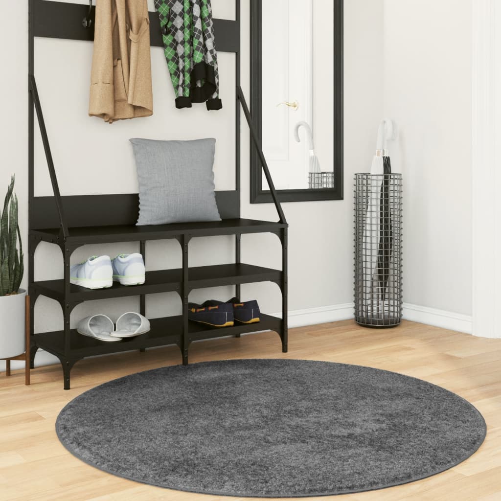 Teppe OVIEDO kort luv antrasitt Ø 120 cm