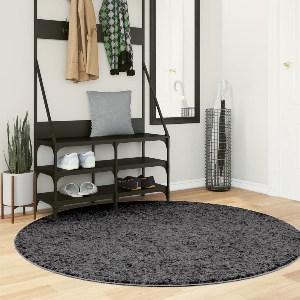 Teppe OVIEDO kort luv antrasitt Ø 160 cm