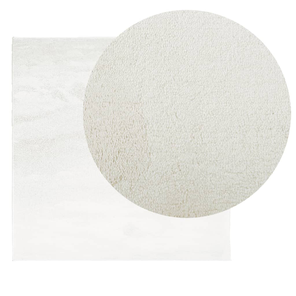 Teppe OVIEDO kort luv kremhvit 120x120 cm
